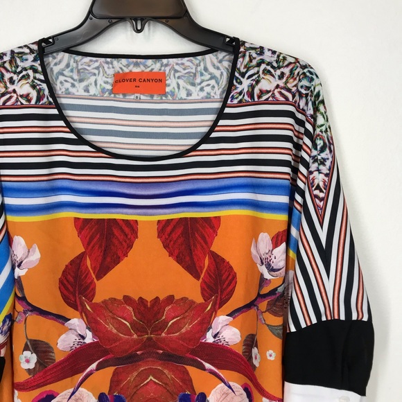 Clover Canyon orange floral blouse size small - Picture 3 of 7